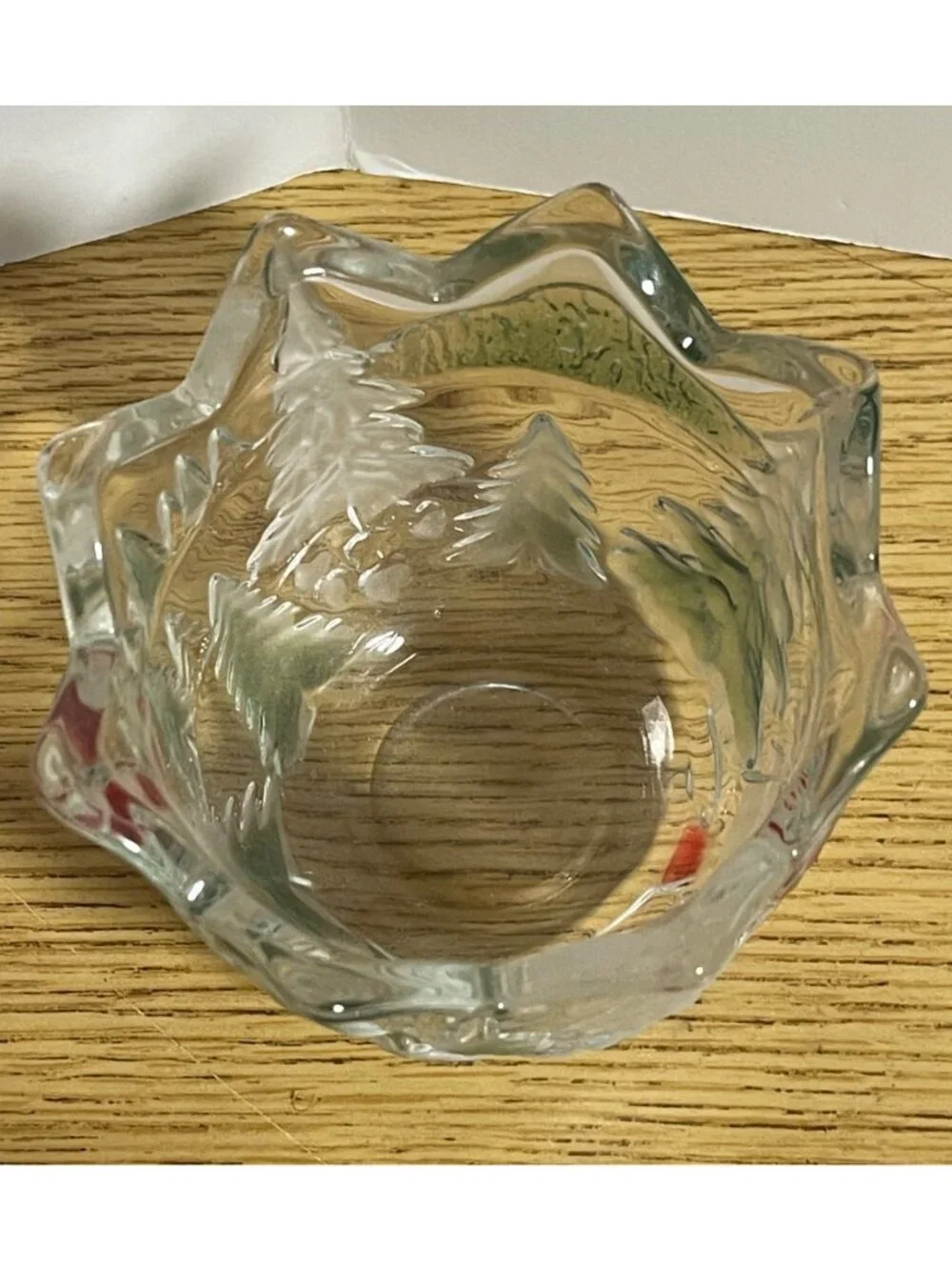 Mikasa Holiday Landscape Glass Votive Candle Holder Christmas Decor Elegant